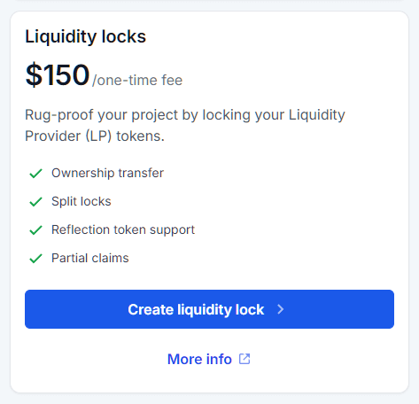 Create liquidity locks tool