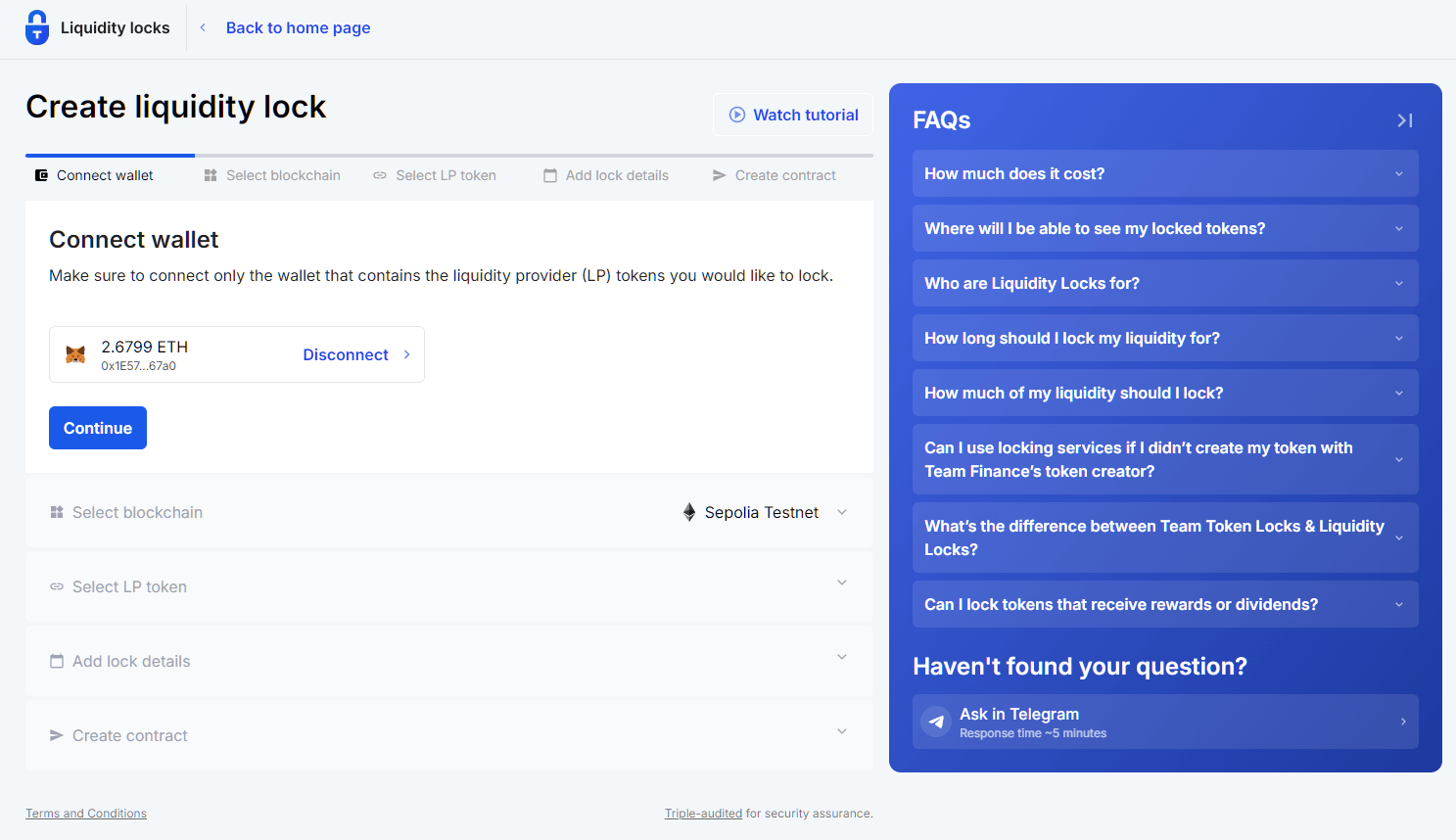 No-Code Tool for Locking Liquidity