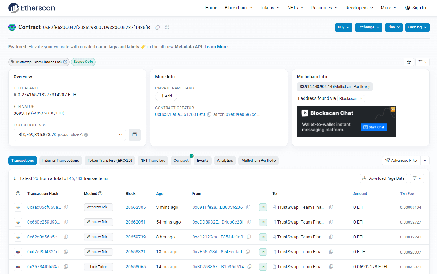 Token Lock Transparency