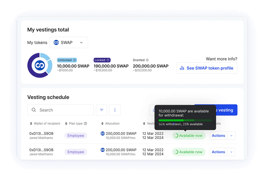 How to create vesting schedules on Cronos with our app