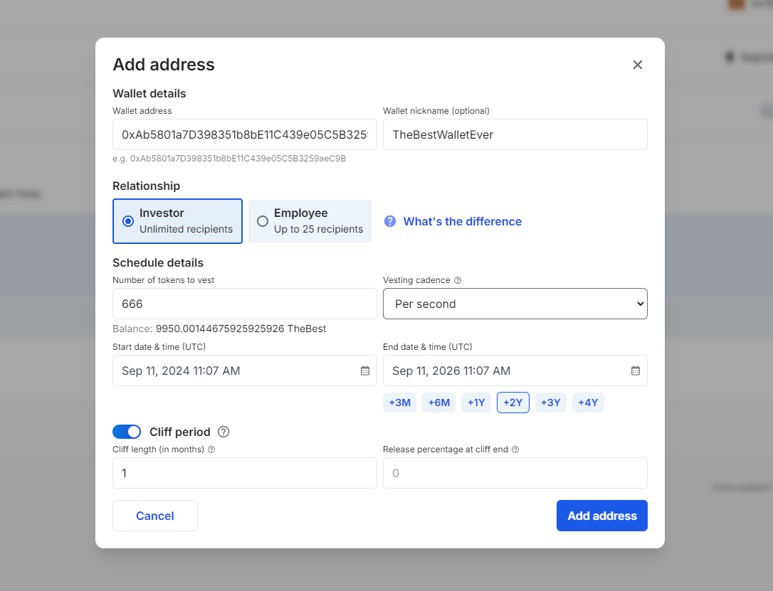 How to create a custom token vesting