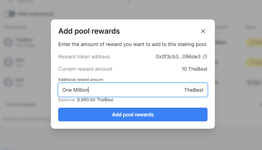 Pool Rewards Popup