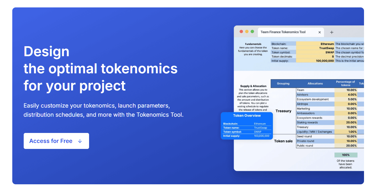 Creating your project's tokenomics is easy with this free tool