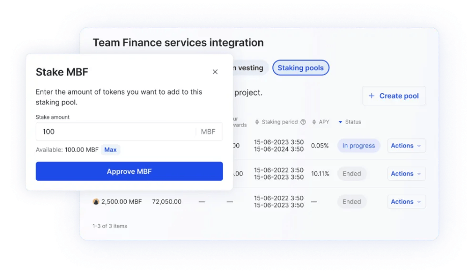 Staking pool creation service